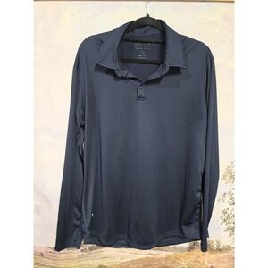 BYLT Premium Basics Mens Long Sleeve Polo Shirt Navy Blue MTPOL0463 Medium